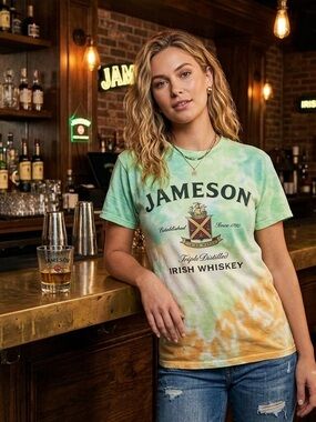 Custom Tie Die Ladies Jameson Whiskey Tshirt